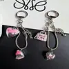 Diseño original colgante de corazón pintado en plata cadena de hueso de serpiente correa para teléfono llavero de coche accesorio de decoración para bolso