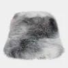 Invierno Nuevo Colorido Tie-Dye Pelo Largo Gorro Cálido Para Mujer Moda Trendy para Exteriores Casual Sombrero de Cubo Sombrero de Pescador de Ala Ancha