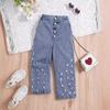 Pantalones infantiles europeos y americanos transfronterizos 2024 primavera nuevos jeans de algodón pantalones tejidos de algodón casual diario pantalones para salir