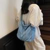 Bolsa de Lona Jeans Estilo Preguiçoso Bolsa de Ombro Feminina Estilo Coreano Retrô Faculdade Casual Bolsa de Compras Grande Capacidade Mochila para Aula