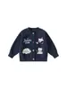 Ropa para niños Bangxuan: ropa de otoño para bebé, cárdigan azul marino con cachorros para niños, top de cuello redondo para niño pequeño, suéter suelto y suave para niñas