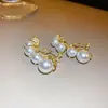 Pendientes de Perla Aguja de Plata Moda Sencilla Estilo Lujo Ligero Pendientes 2024 Distintivos Creativos Versátiles Elegantes Elegantes Pendientes
