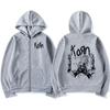 Sudadera Rock Band Korn Chaqueta con Cremallera Korn Abrigo de Manga Larga de Otoño para Hombres y Mujeres YIK Sport