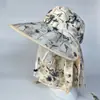 Chapéu de Sol de Aba Larga Novo Estilo para Mulheres, Chapéu de Sol com Cobertura Facial Completa, Chapéu de Ciclismo de Verão, Chapéu de Colher Chá Integrado