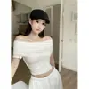En stock + calidad original Camiseta de mujer sin hombros, estilo puro y seductor de verano, top corto ajustado