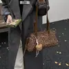 Bolsa Tote Estampada de Leopardo de Grande Capacidade para Mulheres 2025 Nova Moda Outono Bolsa de Ombro para o Dia a Dia Retro Bolsa Carteiro Bolsa de Braço