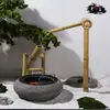 Cuenco de Piedra para Agua de Patio Estilo Japonés Fregadero de Piedra para Agua Tanque Paisaje Seco de Patio Paisaje Hecho por Ciervos Sorpresa Combinación de Paisaje