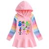 2023 Primavera e Outono novo algodão cartoon arco-íris vestido feminino de manga comprida com capuz camisola vestido de princesa