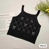 2026 Top Regata Tricotado Sem Mangas com Studs em Losango, Design Menina Doce e Picante, para Mulheres, Colete Interno Curto Slim Fit de Verão