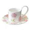 Lento como Velho - Peônia Rosa Cerâmica Medieval Conjunto de Xícara e Pires de Café de Alta Qualidade Lembrança de Chá da Tarde de Alto Valor