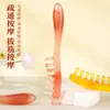 Peine Masajeador de Cuero Cabelludo con Mango Largo y Dientes Cortos Cabezal de Resina Meridianos Belleza Antiestático Terapia Capilar Tabla de Masajeador Raspador