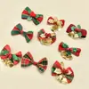 Acessórios diy do laço do Natal mini linho sino da árvore de Natal pendente decoração da caixa de presente