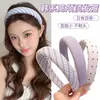 Diadema de Esponja Estilo Academia Francés para Mujer, Diadema de Cuadros Morados con Puntos de Alto Nivel que No Aprieta la Cabeza, Accesorio para el Cabello