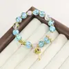 Pulsera de Cuentas de Cristal Sakura para Mujer, Lujo Ligero, Sensación de Alta Gama, Joyería Rosa Estilo Vintage, Venta al por Mayor para Transmisiones en Vivo y Puestos de Mercado