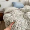 Juego de ropa de cama de cuatro piezas de algodón lavado estilo vintage, nuevo modelo primavera-verano 2026, juego de sábanas ajustables de tres piezas para dormitorio de estudiante