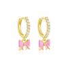 Agulha de Prata s925 Venda Quente Transfronteiriça Estilo Ins Brinco de Orelha Rosa Feminino Estrela de Amor Estilo Doce Conjunto de Brincos de Gota de Óleo