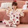 Pijama de Algodón para Niñas, Conjunto de Manga Larga y Pantalón Largo para Primavera y Otoño, Adecuado para Niños Mayores, Ropa de Casa tipo Cárdigan para Niñas que se Puede Usar Afuera