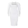 D402 Ropa de mujer de talla grande europea y americana, otoño 2023, nueva moda, temperamento hueco, manga larga, vestido africano de color sólido dividido