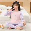 Ropa y Pantalones de Algodón Puro de Otoño para Niños, Pijamas Infantiles, Conjunto de Ropa Interior Térmica para Niños Pequeños y Medianos, Camiseta de Algodón Base para Bebés Niñas