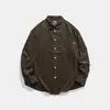 Camisa Retro Japonesa de Rayas Verticales Nueva para Primavera y Otoño para Hombres y Mujeres, Top Casual de Manga Larga Versátil y Holgado Estilo Universitario