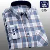 Camisas de Manga Larga de Algodón Puro Cepillado para Hombre de Primavera y Otoño para Jóvenes y Adultos Camisas Casuales de Algodón a Cuadros Tops para Hombre Tallas Grandes