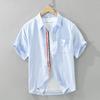 Camisa de algodón de manga corta japonesa de verano para hombre, elegante, combinable y de alta gama, 8896