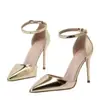 Zapatos versátiles de tacón alto con una sola tira, sandalias huecas de tacón de aguja poco profundas de punta fina, zapatos de tacón alto de aguja de punta fina para fiesta