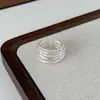 Anillos Lineales de Estilo Minimalista Fresco para Mujer, Personalidad de Moda Irregular Versátil Borde Ancho Popular Nuevo Anillo para Dedo Índice Abierto