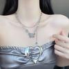 Collar de gato mariposa apilado de doble capa para mujer, estilo Ins, hip hop, moderno, fresco, cadena para suéter de chica popular, cadena para suéter de nicho de personalidad