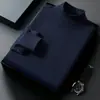 Suéter de Punto de Lana para Hombre Estilo New Old Money Otoño e Invierno, Cálido y Agradable para la Piel, Suéter Casual de Cuello Semi Alto, Ropa Versátil para Hombre