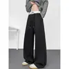 Nova Calça Esportiva Larga Baggy Estilo Americano Outono/Inverno 2026 Corte Assimétrico Faca Curva Hip Hop para Fitness