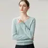 100% Cachemir usando hilo Consinee Otoño/Invierno Estilo Nuevo Suéter de Punto Básico Holgado para Mujer con Cuello en V