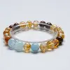 [Caramelo Azul] Cristal Natural Amarillo Torre Cristal Aguamarina Pulsera para Mujer Más Fácil de Combinar Pulsera de Regalo Venta al por Mayor