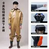 Traje de lluvia impermeable de una pieza para hombres y mujeres, traje completo, ropa para cavar raíces de loto, pantalones de lluvia, botas de lluvia, ropa con capucha para ir al mar, pantalones de tenedor de cuero