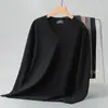 Ropa interior térmica sin costuras de doble cara para hombre, camiseta de manga larga con cuello en V, a prueba de frío en invierno, temperatura constante, capa base, cálida, calefactora, camisa de otoño