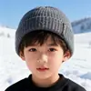 Comércio Exterior Chapéu de Tricô Infantil para Outono e Inverno com Heattech e à Prova de Frio para Meninos e Meninas, Chapéu de Lã Estilo Japonês Versátil com Etiqueta de Letra Pele de Melão