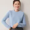 Suéter de punto de cuello redondo otoño e invierno nuevo estilo jersey manga raglán 100% suéter de cachemira para mujer manga larga suéter cálido
