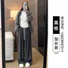 Pantalones a Cuadros Marrón Maillard para Mujer, Nuevo Estilo Otoño 2026, Tendencia Popular Este Año, Pantalones Rectos de Pierna Ancha Petite