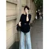 [Venta Directa de Fábrica] Tops de Verano Casuales para Mujer con Cuello Redondo y Mangas Cortas Estilo Old Money Ropa para Mujer
