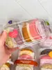 Caja de Embalaje para Rollo Suizo de 4 Piezas, Caja para Postre Rollo de Pastel Cortado Rollo Reina, Caja Transparente Engrosada Antiempañante para Llevar
