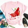 Camiseta para mujer Copa de vino y Corazón de arte Nali Estampado Negro t