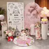 Decoración Estilo Coreano para Primer Cumpleaños Fondo de Pared Escena Atmósfera Tablero Kt para Fiesta de Primer Cumpleaños de Niña Bebé de Un Año