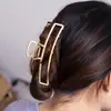 Horquilla de metal de alta calidad de Amazon con clip superior para cola de caballo, horquilla mate con forma cuadrada geométrica, venta al por mayor