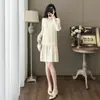 Vestido de Tricô Estilo Francês Inspirado em Chanel, Novo Design de Moda Outono, Vestido Base Patchwork, Saia Curta Plissada Vintage