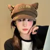 Gorra de Béisbol Negra con Orejas de Gato Lindas para Mujer Estilo Japonés Anime Y2K Gorra de Pico Delgado para Adelgazar la Cara Sombrero de Tendencia Subcultural