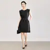 2603111-Nanyou Vestido Corto de Negocios de Alta Calidad sin Mangas para Viajar con Estilo Sencillo con Ceñido a la Cintura Estilo Tanque para Mujer Verano Nuevo Estilo