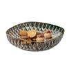 Plato de frutas transparente estilo ins de lujo ligero borde dorado patrón martillado patrón de ladrillo PET resistente a caídas gran capacidad plato de dulces sala de estar del hogar