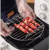 Acero inoxidable 67 pulgadas 8 pulgadas freidora de aire doble capa parrilla para cocinar al vapor 4 pines accesorios para freidora eléctrica rejilla para barbacoa rejilla de malla incorporada