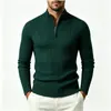 Comercio exterior otoño e invierno europeo y americano de punto acanalado con media cremallera para hombre, cuello medio alto, cálido, talla grande, suéter de punto casual, suéter grueso para hombre