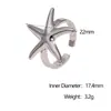 Anillo Nuevo de Acero Inoxidable Estilo Vacaciones Estrella de Mar Apertura Ajustable Oro 18K Acero de Titanio Joyería de Mano Que No Se Desvanece para Mujeres